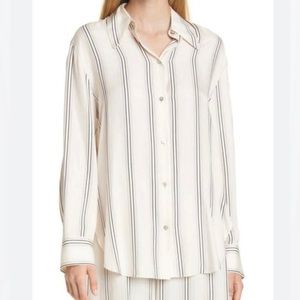 Vince Variegated Striped Silk Blend‎ Button Down Blouse NWOT. Size XS.
